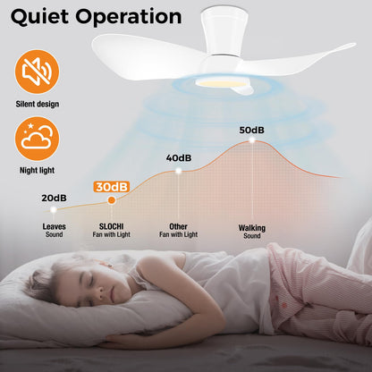 slochi Leiser Deckenventilator mit Beleuchtung - 77cm
