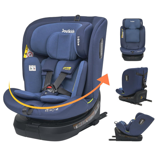 Jovikids 360° Drehbar i-Size Reboarder ISOFIX Kindersitz - Blau