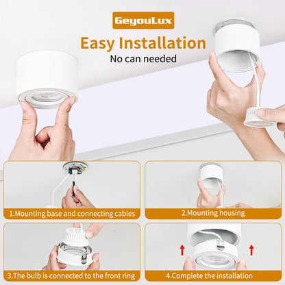 GeyouLux LED Aufbauspot Dimmbar Rund Weiss - Extra Flach