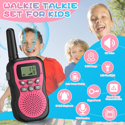 Apkezel Walkie Talkie Kinder 3er Set, 1000mAh Akku, 3km Reichweite