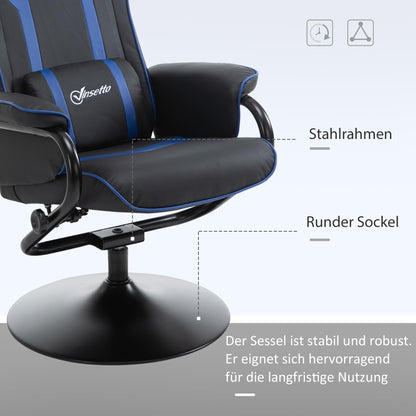 Vinsetto Relaxsessel mit Hocker – Gaming Sessel Dunkelblau+Schwarz