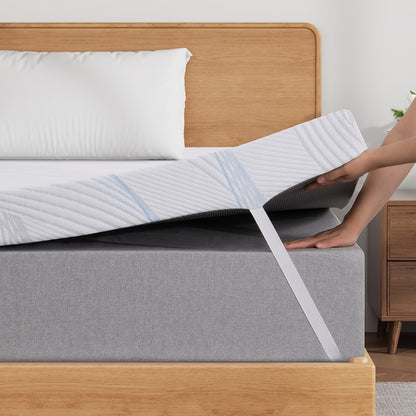 Sleremind Matratzen Topper 180x200 cm, 7 cm Gel-Memory-Schaum mit elastischen Eckgurten