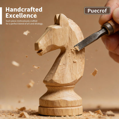 Puecrof Schach- und Dame-Set aus Holz, klappbar, 38 cm, schwarz
