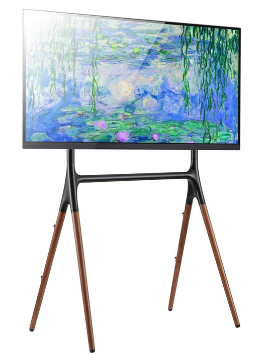 TECHLY 107241 TV-Bodenständer Staffelei 49-70 Zoll - Dunkler Walnuss