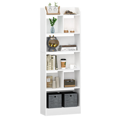 Hzuaneri BC11103X Bücherregal – 6 Fächer, Standregal Weiss