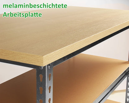Ondis24 Uwe Werkbank 120cm – Buchenplatte, verzinkt, höhenverstellbar