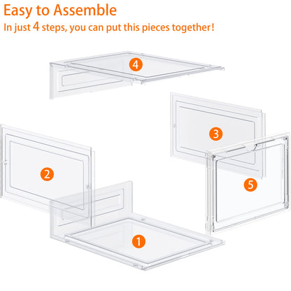 HOMIDEC Schuhboxen Stapelbar – 12er Set Transparent für Grösse 46