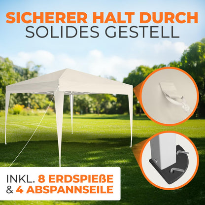 Kronenburg Faltpavillon 3 x 3 m wasserdicht UV 50+ Champagner