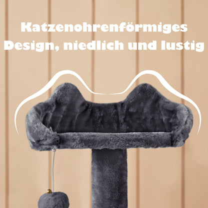Yaheetech Kratzbaum 139 cm, Kletterturm mit 2 Höhlen, dunkelgrau