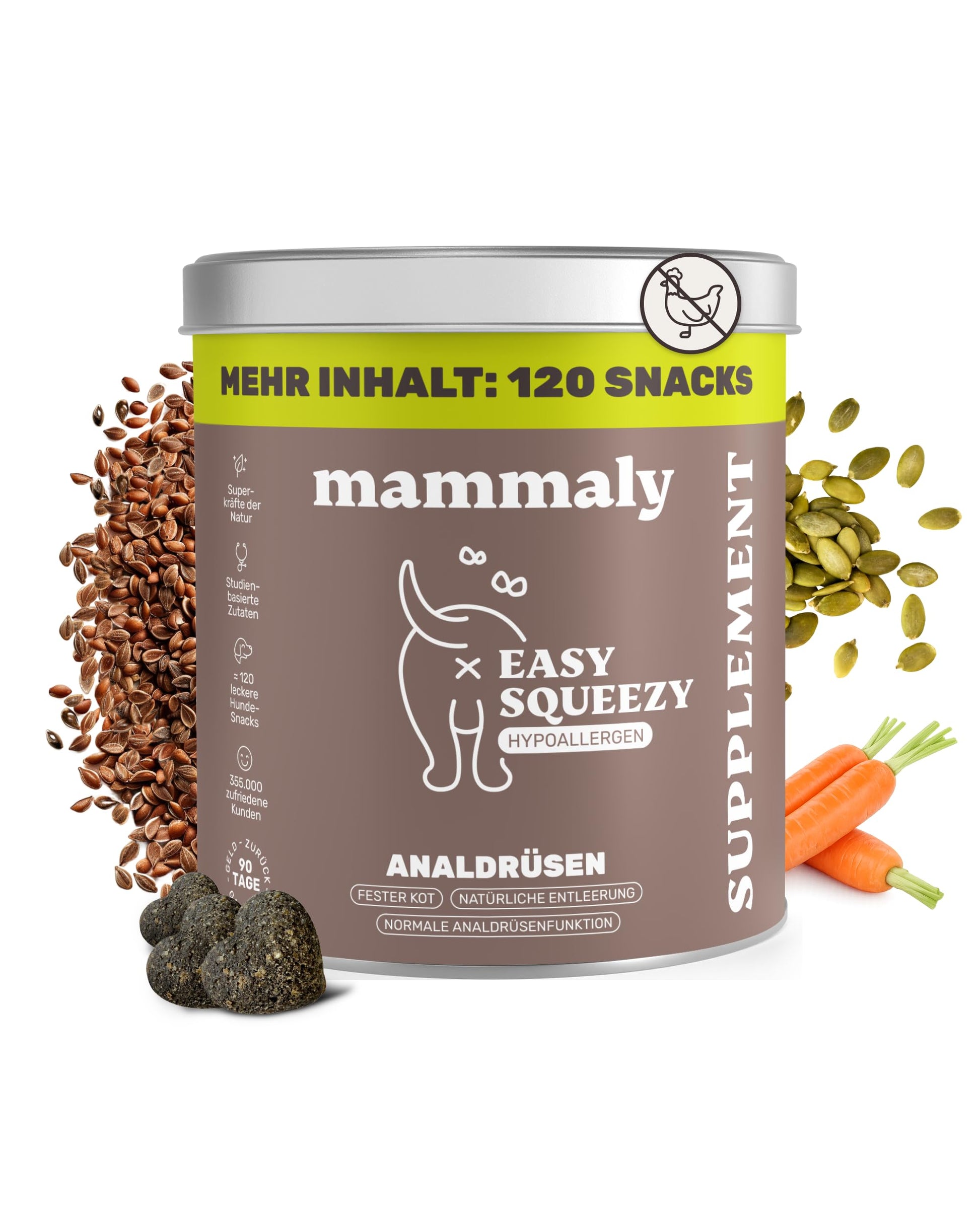 mammaly Easy Squeezy Analdrüsen-Leckerli für Hunde, 120 Stück