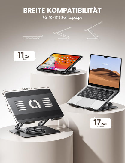 Lamicall Laptopständer 360° drehbar, faltbar, Aluminium, 10-17,3 Zoll