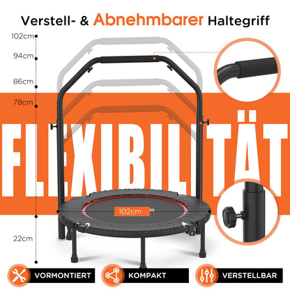 DH FitLife Fitness Trampolin klappbar Ø102cm – Handgriff