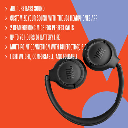 JBL Tune 530 BT Bluetooth On-Ear Kopfhörer, faltbar, Blau