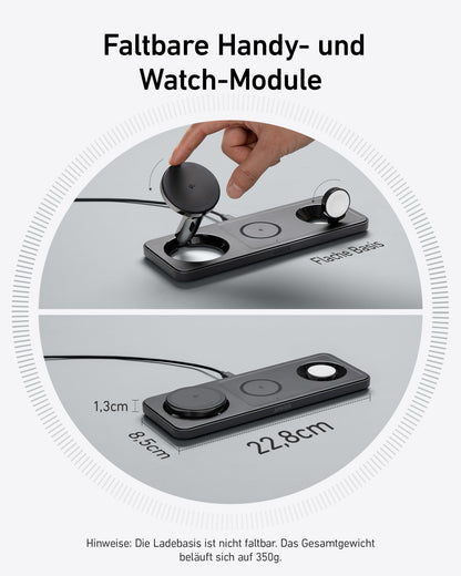 Anker MagGo Faltbare 3-in-1 Kabellose Ladestation Qi2