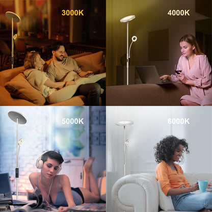 Modlicht LED Stehlampe Dimmbar Deckenfluter Leselampe Silber