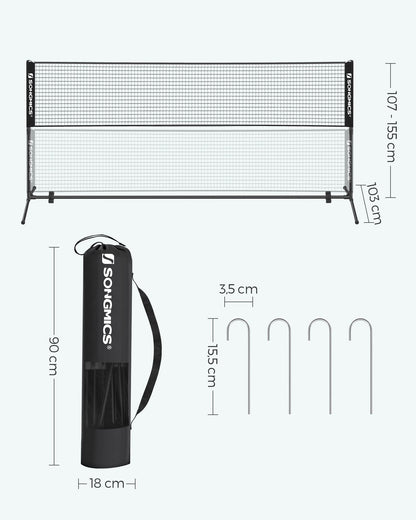 SONGMICS Badminton-Netz 4 m, höhenverstellbar, schwarz SYQ400H