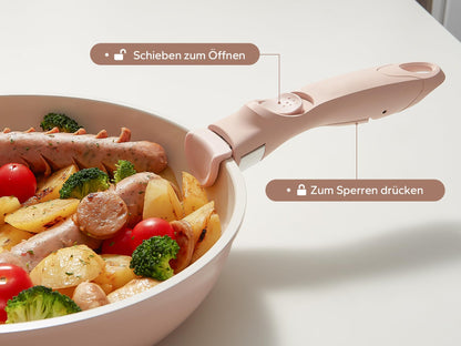 Redchef Kochgeschirr-Set 16-teilig Antihaft Abnehmbare Griffe – Rosa