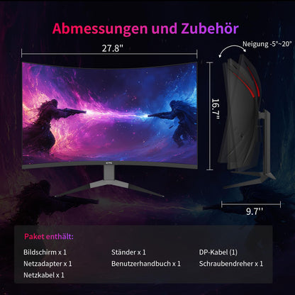 KTC 32 Zoll Curved Gaming Monitor 1000R - 2K WQHD 240Hz