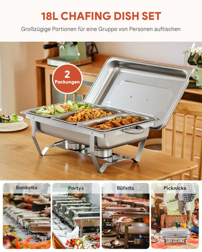 Wilprep Chafing Dish Warmhaltebehälter – 2er Set, 9L, 3x1/3 GN
