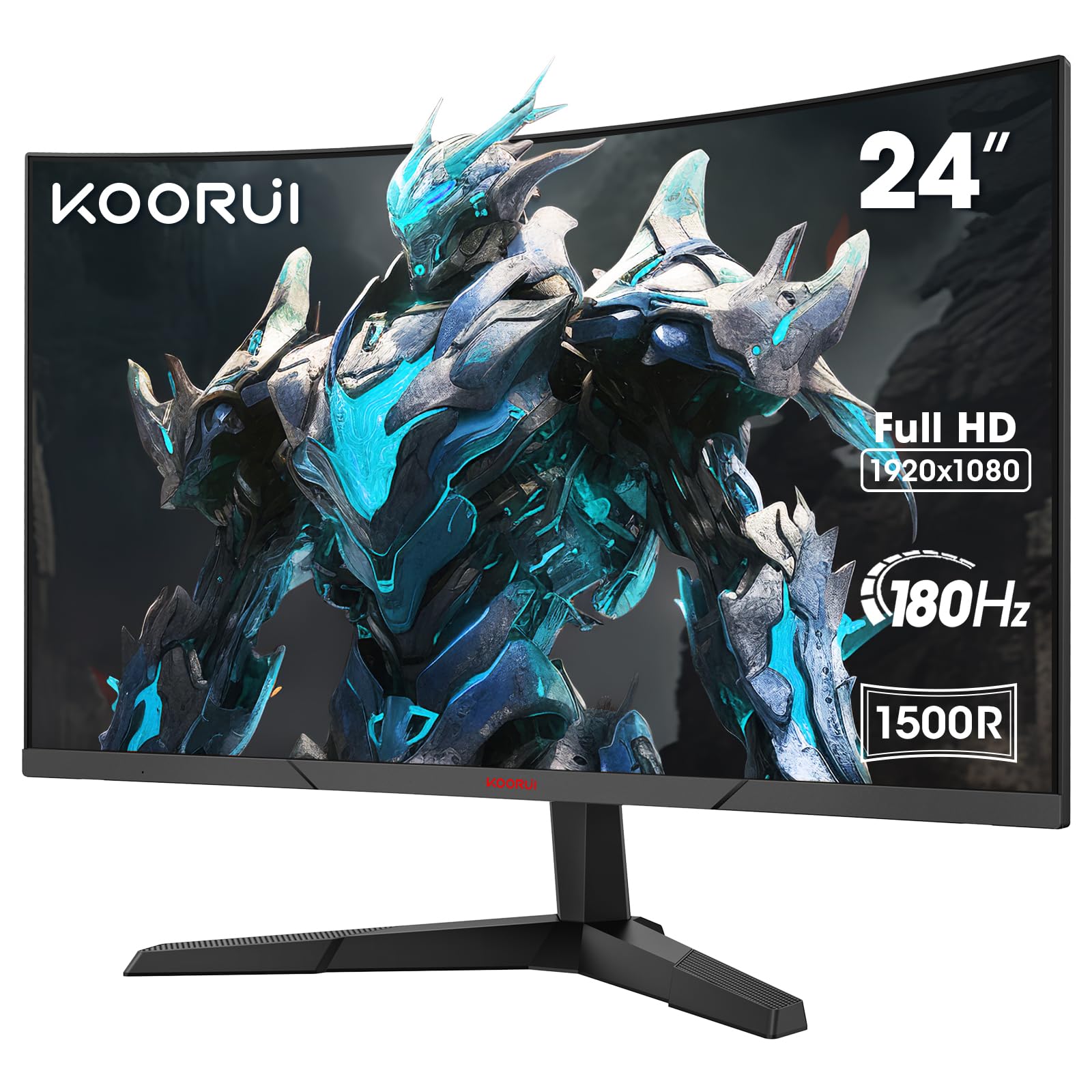 KOORUI 24E6CA Gaming Monitor, 24 Zoll Curved, Schwarz. Bietet 180Hz Bildwiederholrate für flüssiges Gaming.