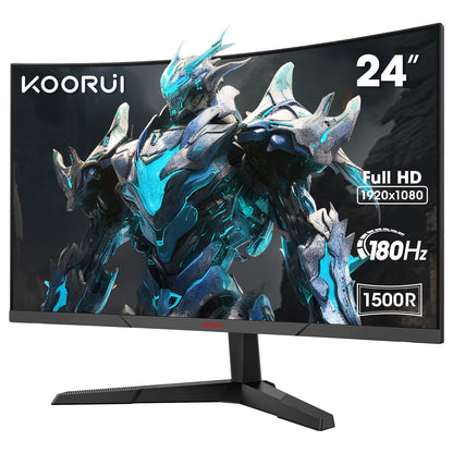 KOORUI 24E6CA Gaming Monitor, 24 Zoll Curved, Schwarz. Bietet 180Hz Bildwiederholrate für flüssiges Gaming.
