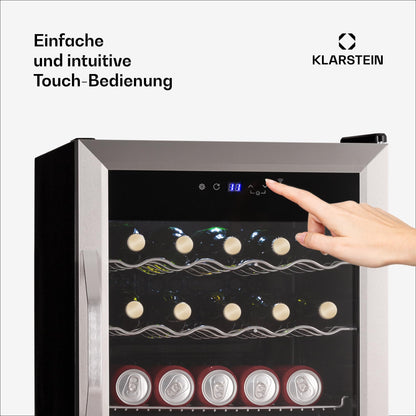 Klarstein Coachella 65 Getränkekühlschrank – Edelstahl Glastür 60 L