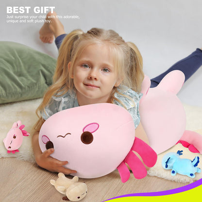 shownicer Axolotl Plüschtier, Kuscheltier Mama mit 3 Babys, 50 cm