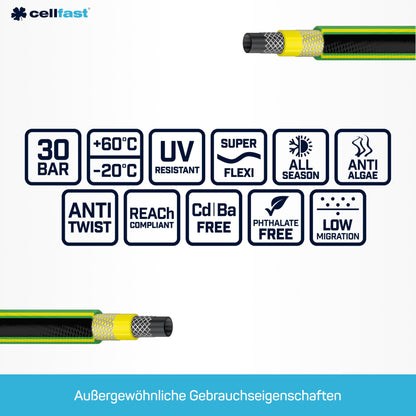 CELLFAST Gartenschlauch 5-lagig UV flexibel – 3/4 Zoll 50m Grün