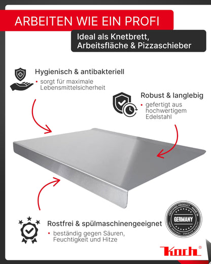 Koch Arbeitsplatte Edelstahl 50 x 40 cm, Schneidebrett & Knetbrett