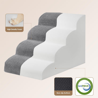 EHEYCIGA Hundetreppe 4 Stufen, 50 cm hoch, Haustiertreppe, Grau