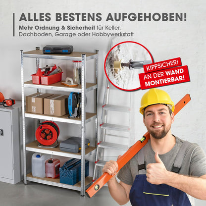 EASYmaxx Schwerlastregal 2er-Set 180x90x40 cm, 1750 kg Traglast