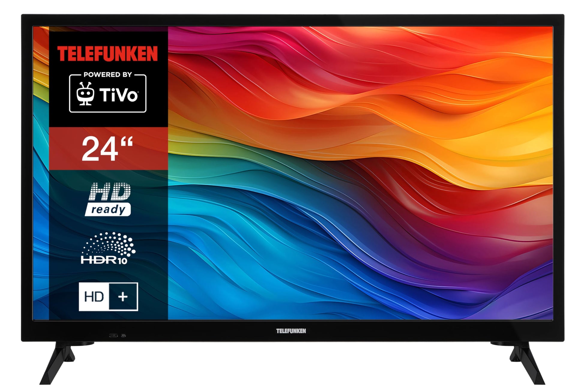 TELEFUNKEN Smart TV Fernseher - 24 Zoll XH24TO550S. Flacher, schwarzer Smart TV zur Darstellung digitaler Medieninhalte.