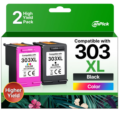 CanPick 303XL Druckerpatronen Multipack Schwarz und Farbe für HP 303, 2er-Pack mit je einer Patrone