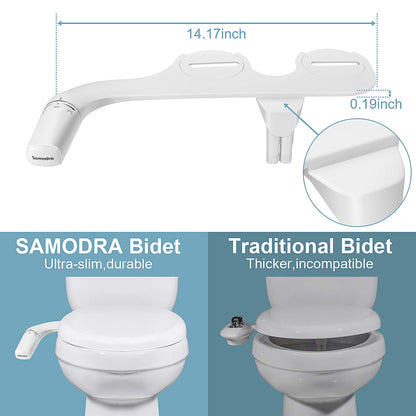 SAMODRA Bidet-Aufsatz B007, nicht elektrisch, Doppeldüsen, links