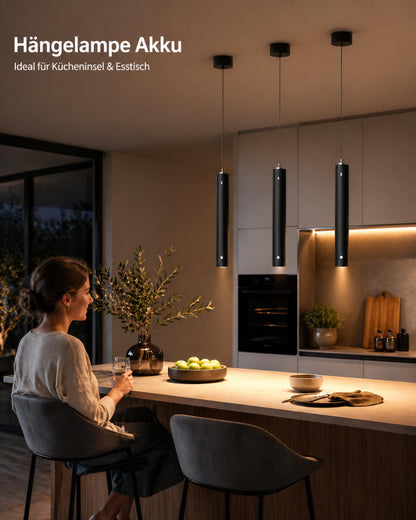 ACMHNC Akku Pendelleuchte Schwarz LED Hängelampe dimmbar USB-C