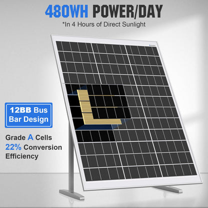 ECO-WORTHY 120W 12V monokristallines Solarpanel Modul