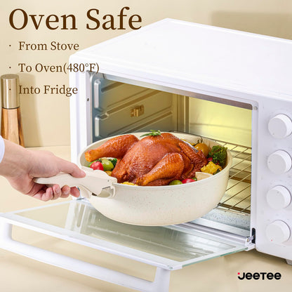 JEETEE Topf- & Pfannenset abnehmbar 17-tlg. Induktion Beige