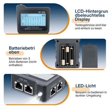 Mcbazel RJ45 Netzwerkkabeltester mit LCD-Display und PoE-Test