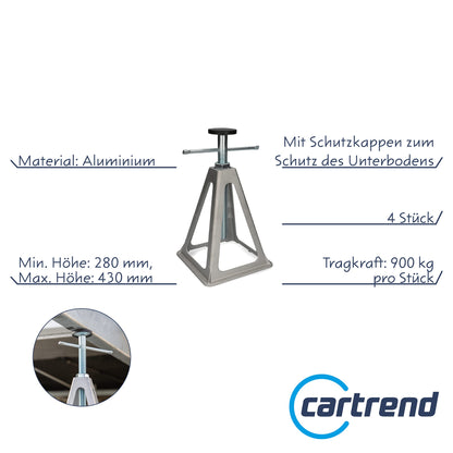 cartrend Caravan Stützbock 4er Set Alu & Hydraulik Wagenheber 2T