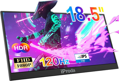 XYZ 18.5 Zoll Tragbarer 120Hz Gaming Monitor FHD: Rechteckiger, schwarzer Bildschirm für mobiles FHD-Gaming.