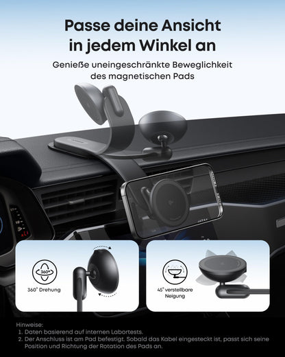 Anker Nano Kabelloses Kfz-Ladegerät Qi2 15W MagSafe mit Netzteil