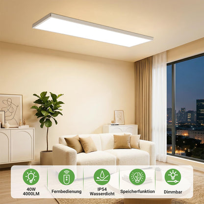 zemty LED Panel Deckenleuchte 80x25 cm, 40W dimmbar mit Fernbedienung