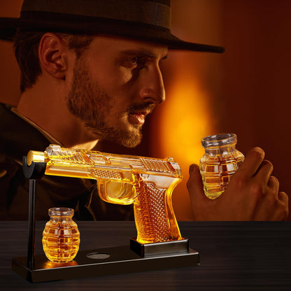 Oaksea Whisky Karaffe Set – Dekanter mit 2 Gläsern und Ausgiesser