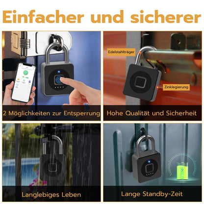 Anweller Vorhängeschloss mit Fingerabdruck und App, wetterfest