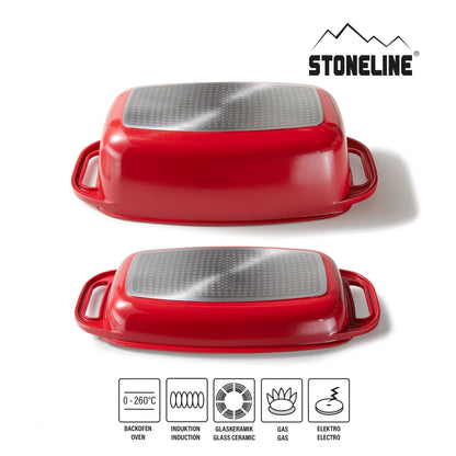 STONELINE Aluguss Bräter 40x22 cm - Induktion, Antihaft, Rot