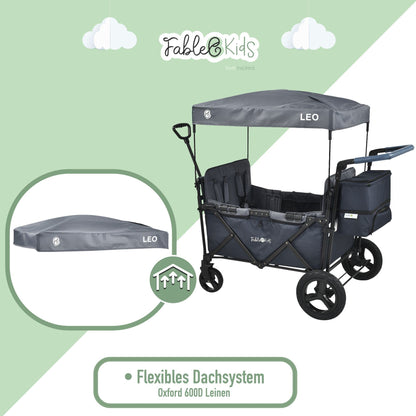 FableKids Bollerwagen Leo X4Plus mit Dach 4 Sitze Blueberry Blue
