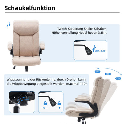 MZLEE Ergonomischer Bürostuhl Computerstuhl Arbeitsstuhl Beige Stoff