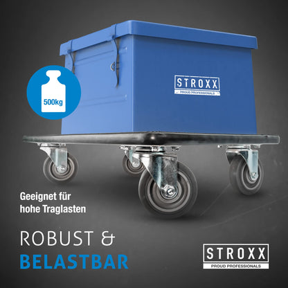 STROXX Transportroller 500 kg – Möbelroller mit Gummibelag
