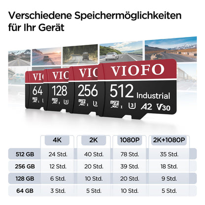 VIOFO microSD Speicherkarte Industriell - 512 GB U3 A2 V30