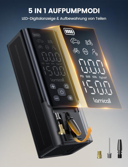 Lamicall Akku Luftpumpe 150PSI – Upgrade Metallzylinder